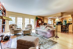 Family Room with Walk-out - Country homes for sale and luxury real estate including horse farms and property in the Caledon and King City areas near Toronto