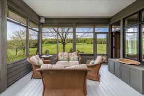Screened porch with views in 3 directions - Country homes for sale and luxury real estate including horse farms and property in the Caledon and King City areas near Toronto