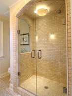 Guest shower with heated stone floor. - Country homes for sale and luxury real estate including horse farms and property in the Caledon and King City areas near Toronto
